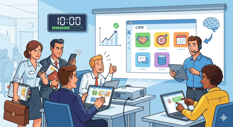 treinamento CRM; engajamento CRM; onboarding rápido para vendedores